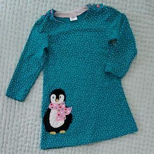 Pretty Penguin Long Sleeve Girls Dress